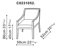 Baroque Narrow Dining / Lounge Chair dimensions