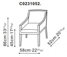 Baroque Narrow Dining / Lounge Chair dimensions