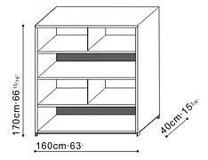 Tall Bookcase/Shelving Unit with Split Shelves dimensions